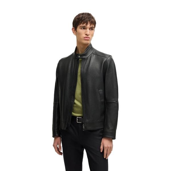ボス メンズ アウター ジャケット・ブルゾン レザー Boss HMansell3 10257647 01 Leather Jacket Mens Black ブラック
