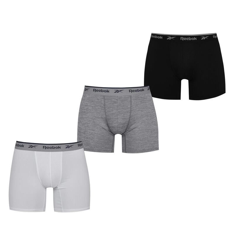 リーボック メンズ アンダーウェア ボクサーパンツ Reebok 3 Pack Trunks Mens BlkWhtGry
