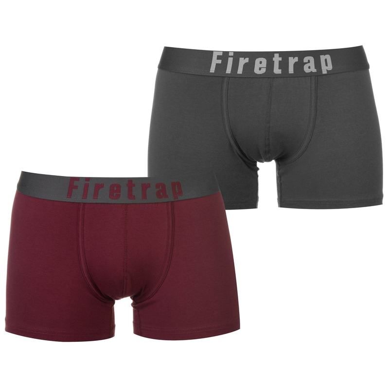 ファイヤートラップ メンズ アンダーウェア ボクサーパンツ Firetrap 2 Pack Trunks Grey Wine グレー