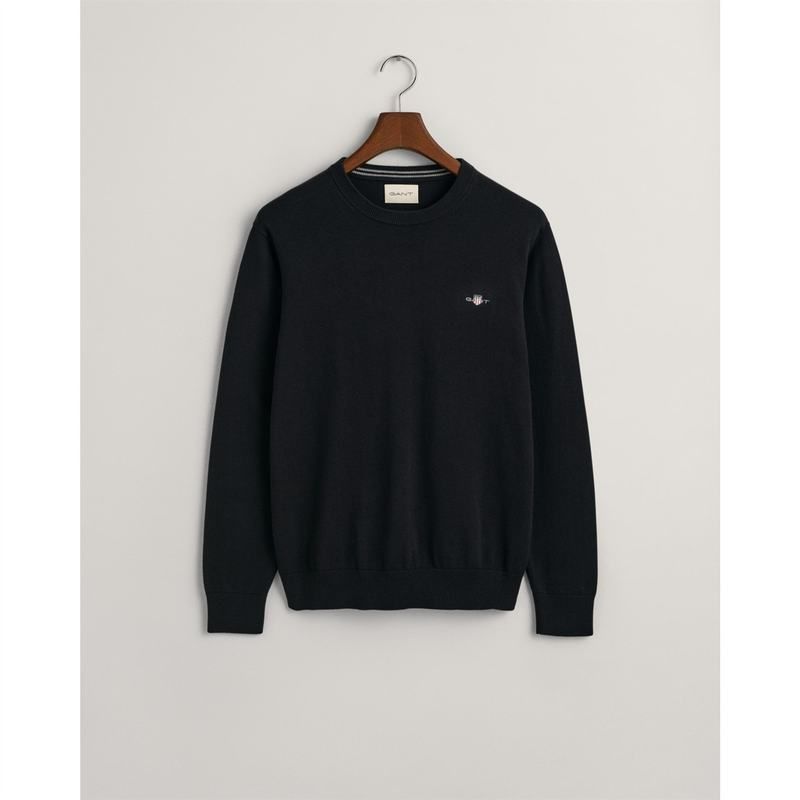 ガント メンズ アウター ニット・セーター コットン Gant CLASSIC COTTON CNECK BORDEAUX MELA Black 005 ブラック