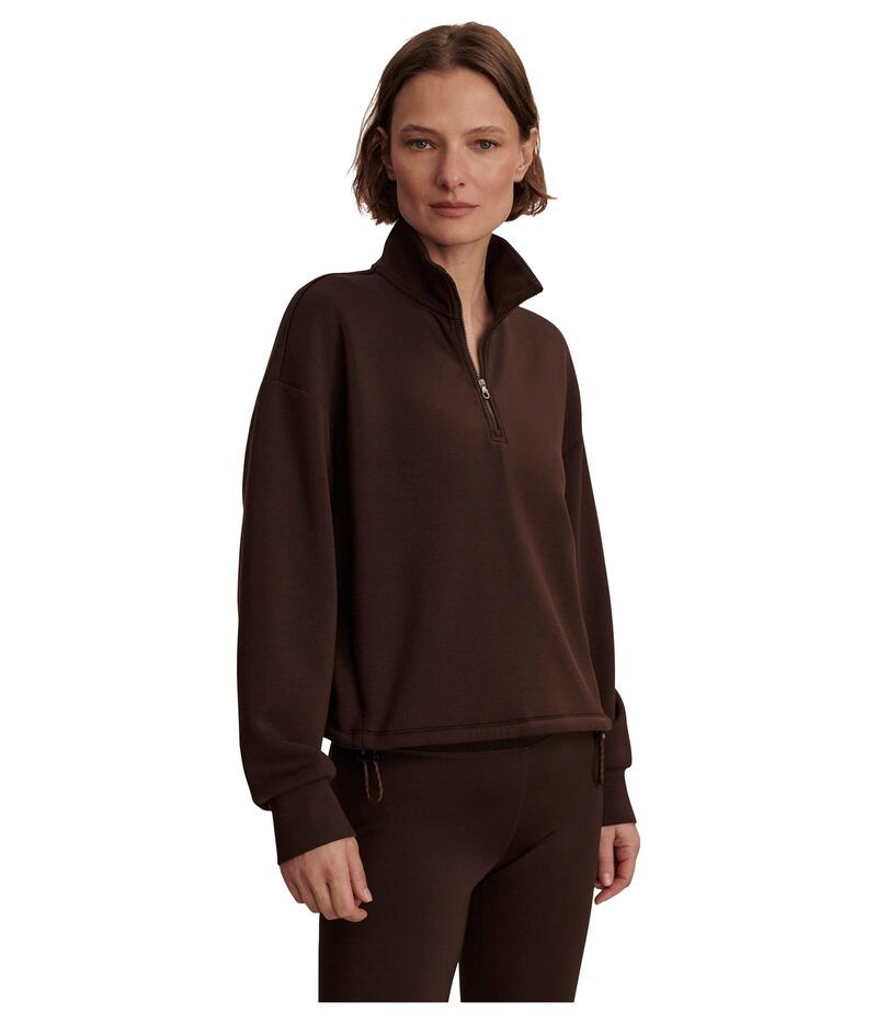 バーレイ レディース アウター パーカー・スウェット ハーフジップ クロップド Varley Sian Cropped Half Zip Midlayer Coffee Bean コーヒー
