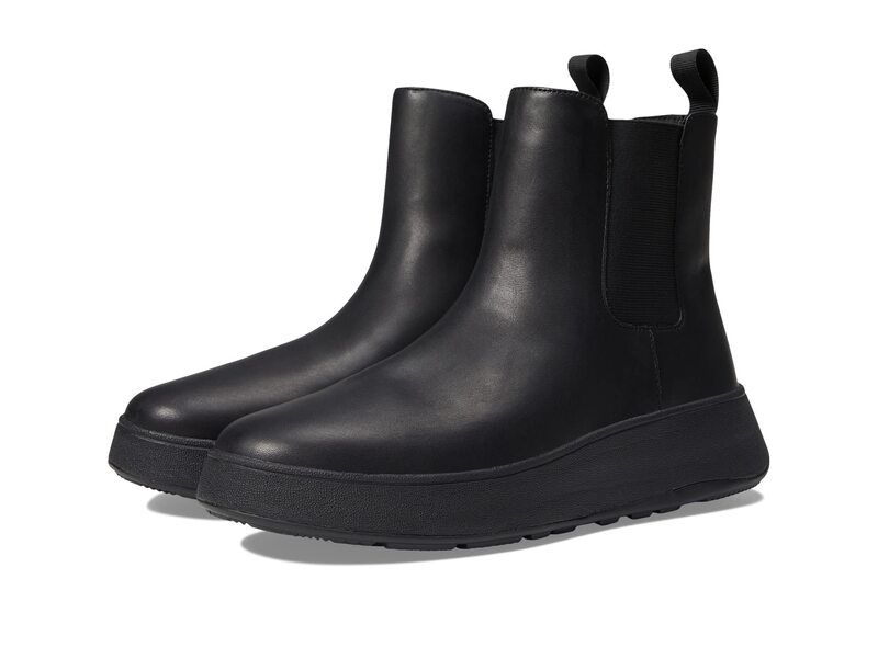 フィットフロップ レディース シューズ ブーツ・レインブーツ チェルシーブーツ チェルシー レザー FitFlop FMode Leather Flatform Chelsea Boots All Black ブラック