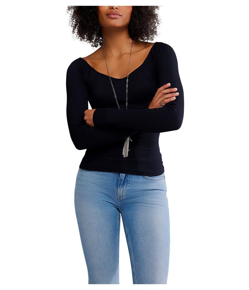 フリーピープル レディース トップス シャツ Free People Sleek Rib Layering Black ブラック