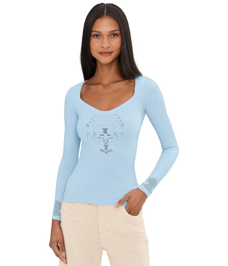 フリーピープル レディース トップス シャツ Free People Dynamic Duo Tee Cashmere Blue ブルー
