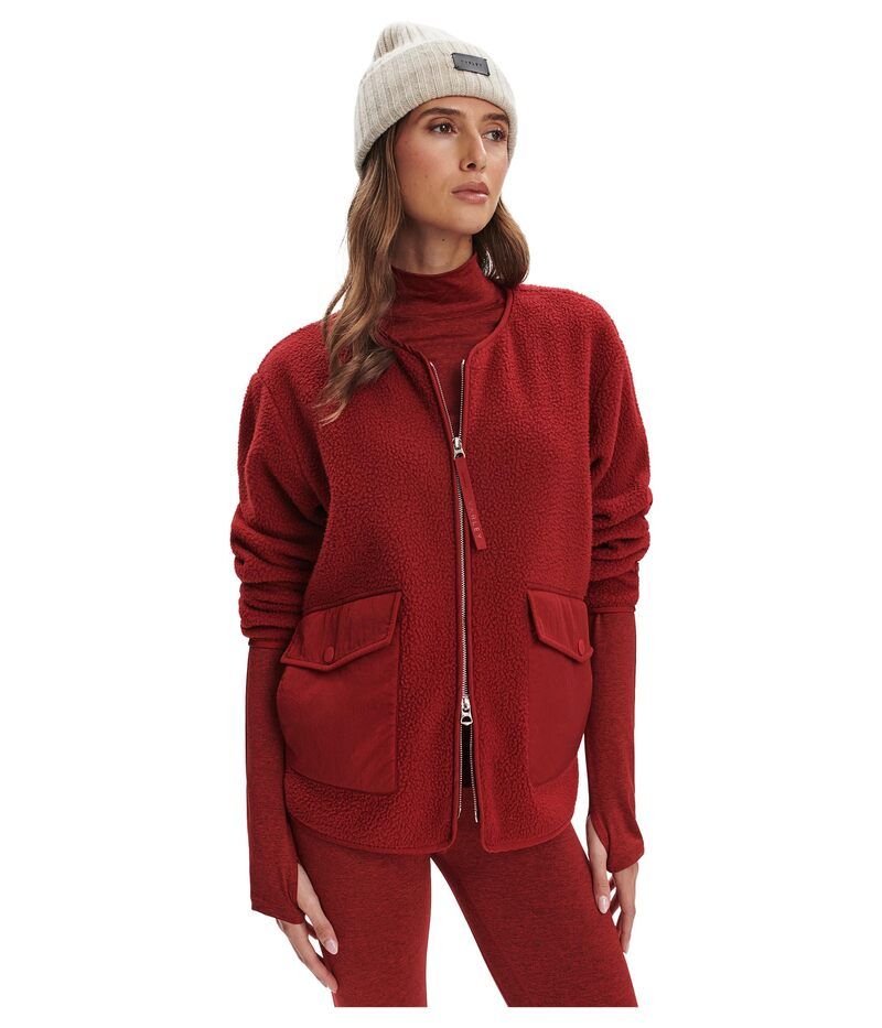 バーレイ レディース アウター コート フリース Varley Marina Collarless Fleece Redahlia レッド