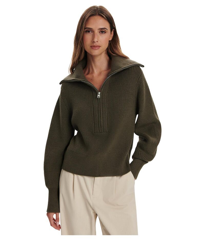 バーレイ レディース アウター ニット・セーター リブニット ハーフジップ Varley Maura Half Zip Rib Knit Olive Night オリーブ