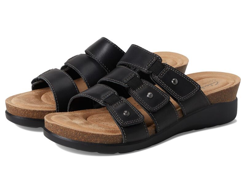 クラークス レディース シューズ サンダル Clarks Calenne Lily Black Leather ブラック