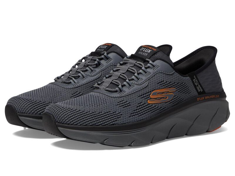 スケッチャーズ メンズ シューズ スニーカー SKECHERS DLux Walker 20 Rezinate Hands Free SlipIn CharcoalOrange チャコール