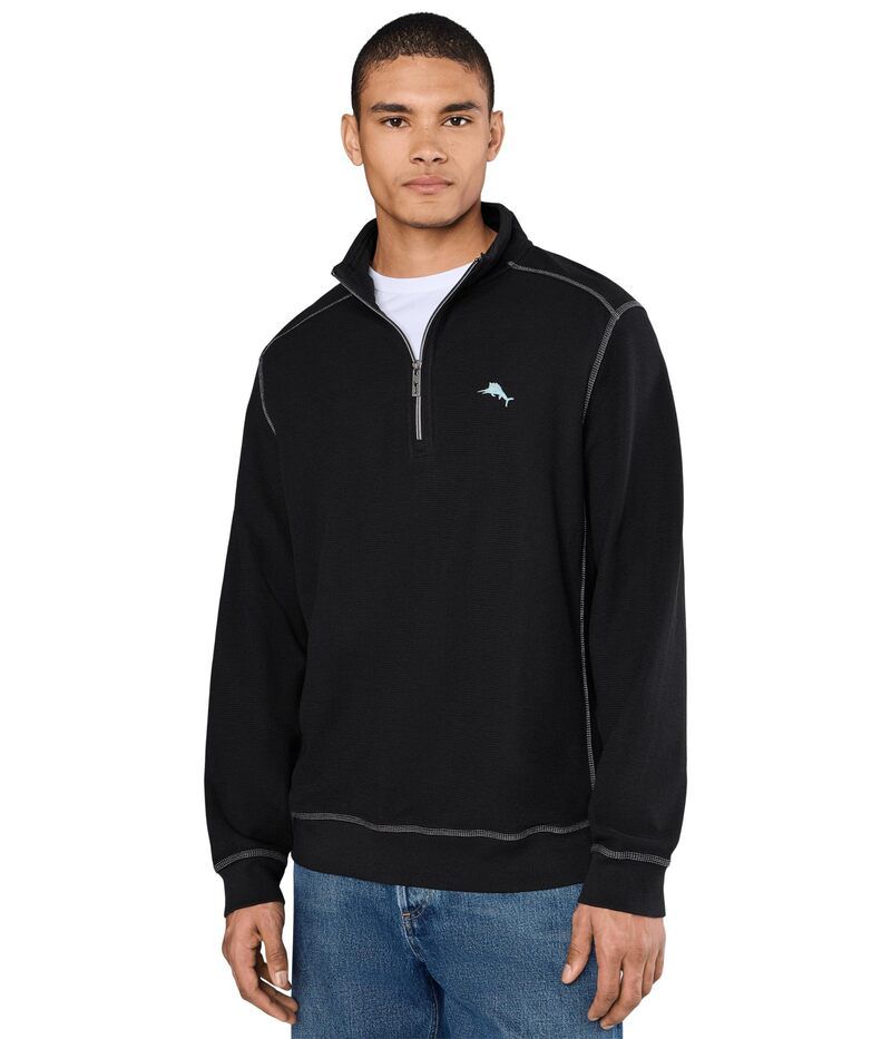 トッミーバハマ メンズ アウター ニット・セーター ハーフジップ Tommy Bahama Montego Beachalf Zip Black ブラック