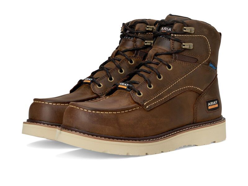アリアト メンズ シューズ ブーツ・レインブーツ Ariat Rebar Wedge Moc Toe 6 Waterproof Work Boots Distressed Brow