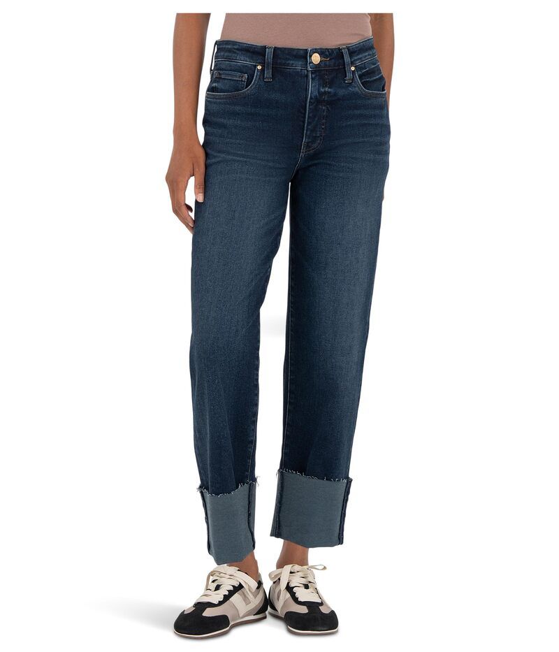 カットフロムザクロス レディース ボトムス デニムパンツ ストレート KUT from the Kloth FAY HIGH RISE FAB STRAIGHT LEGROLL UP RAW HEM Unequalled