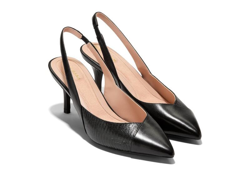 コールハーン レディース シューズ ヒール Cole Haan The GoTo Slingback Pump 65MM Black LeatherBlack Lizard Print Leather ブラック