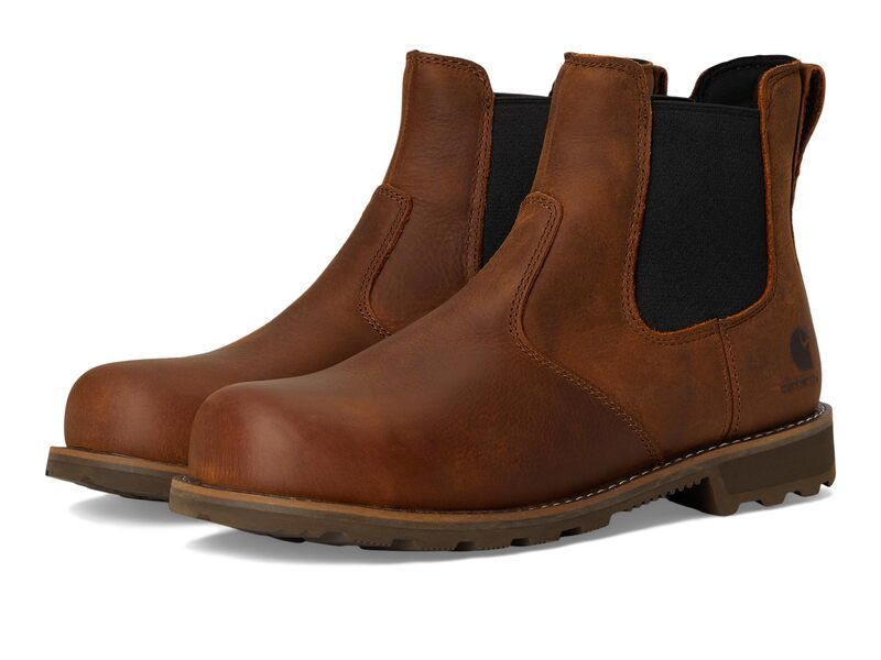カーハート メンズ シューズ ブーツ・レインブーツ Tシャツ チェルシー Carhartt Frontier Water Resistant Steel Toe Chelsea Brown ブラウン