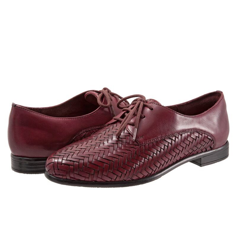 トロッターズ レディース シューズ オックスフォード Trotters Lizzie Herringbone Burgundy バーガンディ