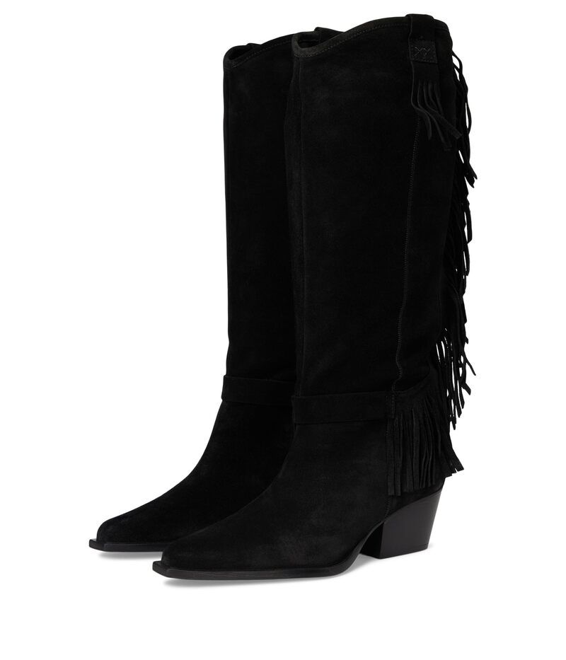 フリーピープル レディース シューズ ブーツ・レインブーツ フリンジ Free People Faith Fringe Western Boots Faded Black Suede ブラック
