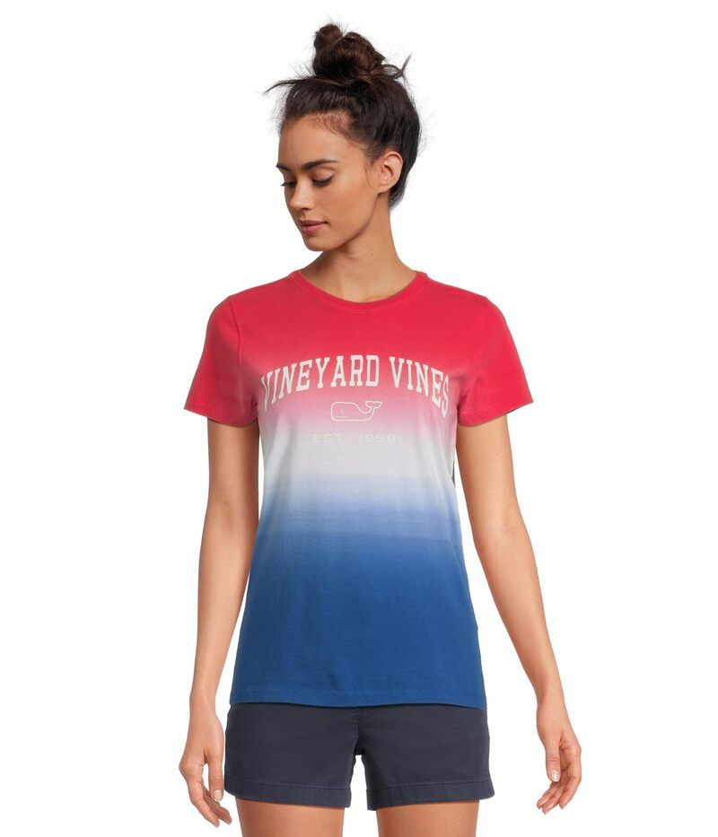 ヴァインヤードヴァインズ レディース トップス シャツ Tシャツ ロゴ Vineyard Vines Arch Logo Short Sleeve Tee Lighthouse Red レッド