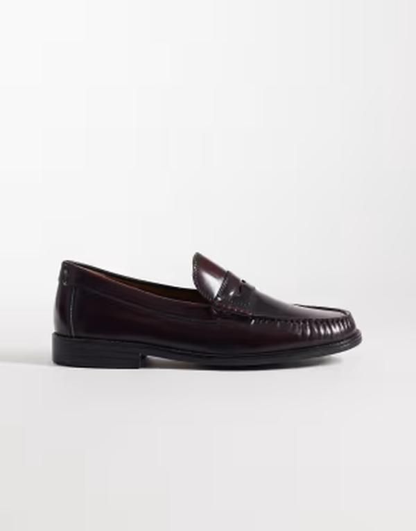 ジャック アンド ジョーンズ メンズ シューズ スリッポン・ローファー レザー Jack Jones leather penny loafers Oxblood red レッド