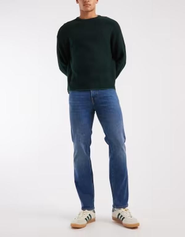 ジャック アンド ジョーンズ メンズ ボトムス デニムパンツ レギュラーフィット ジーンズ Jack Jones Clark regular fit jeans in mid Blue ブルー