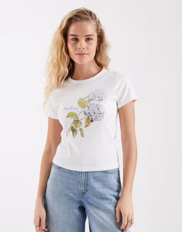 ハウスオブサニー レディース トップス Tシャツ House of Sunny Hydrangea baby tee WHITE ホワイト
