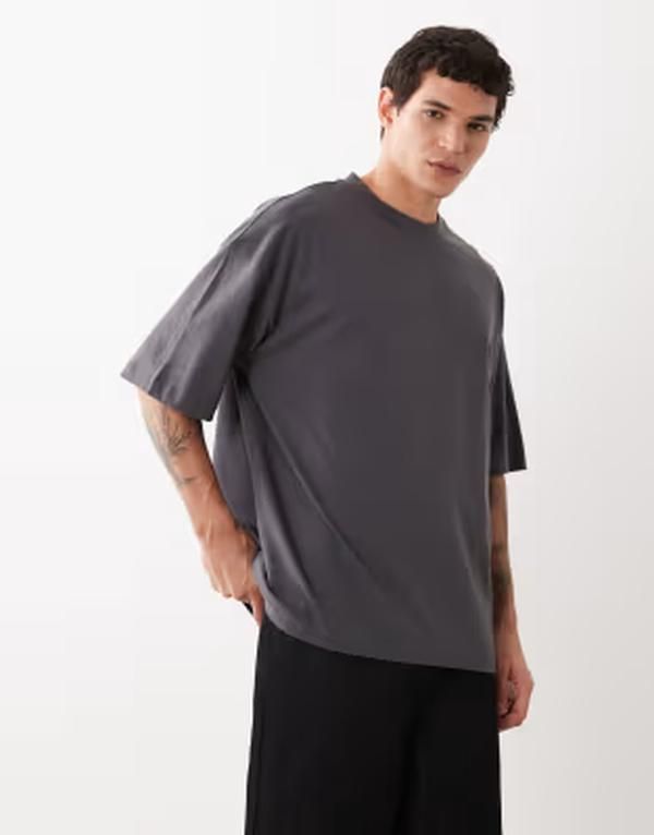 エイソス メンズ トップス Tシャツ ASOS DESIGN essentials oversized Tshirt in charcoal Asphalt チャコール