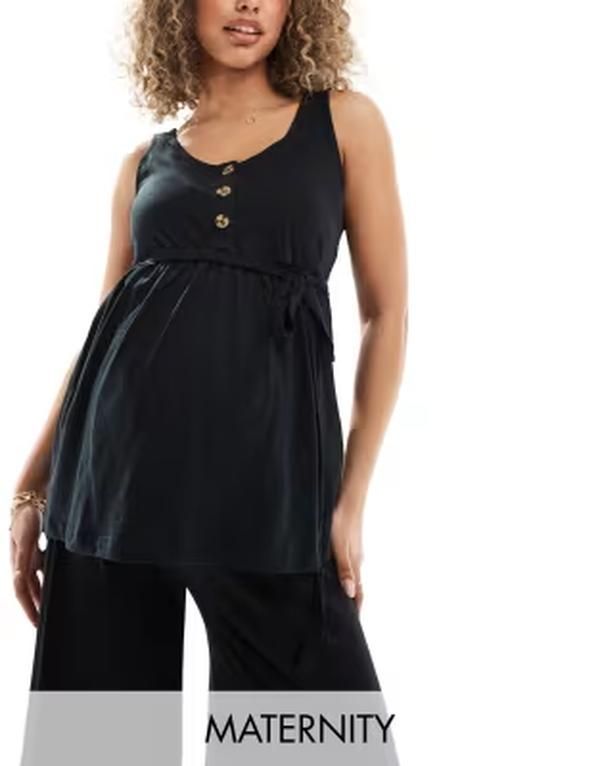 ママライシアス レディース トップス Tシャツ マタニティ Mamalicious Mamalicious Maternity 2 functionursing button up top Black ブラック