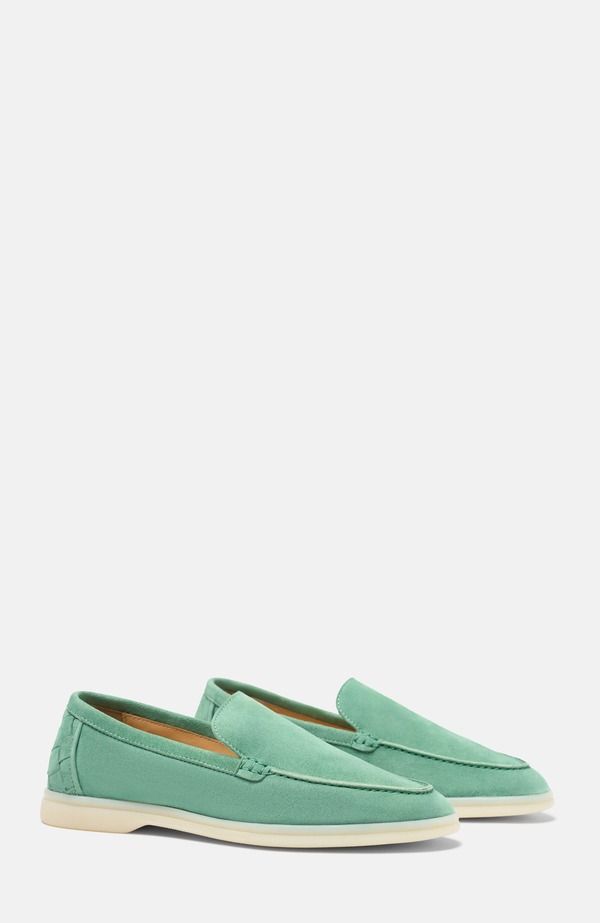 スカロッソ レディース シューズ スリッポン・ローファー SCAROSSO Ludovica Woven Loafers Jade Green Suede グリーン