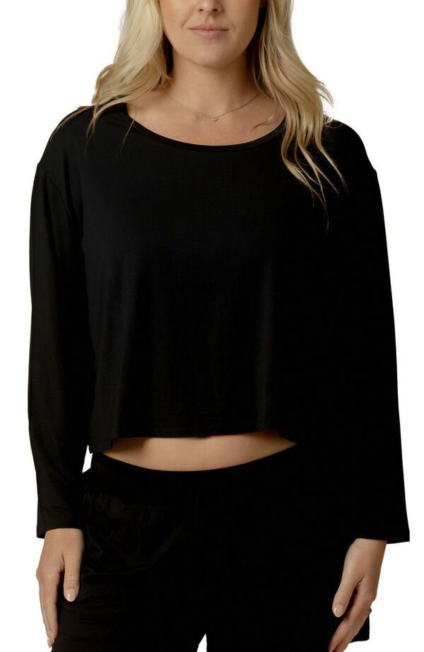 キンドリッド ブレイブリー レディース トップス シャツ クロップド Kindred Bravely Aria Casualong Sleeve Cropped Top Black ブラック