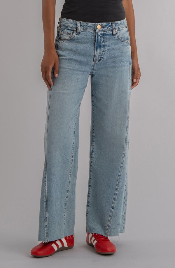 カットフロムザクロス レディース ボトムス デニムパンツ ワイドレッグ ハイウエスト ジーンズ KUT from the Kloth Meg High Waist Raw Hem Wide Leg Jeans Imagination