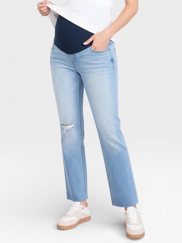 マザーフッドマタニティー レディース ボトムス デニムパンツ ストレート ジーンズ MOTHERHOOD MATERNITY Secret Fit Over the Belly Slim Straight Leg Jeans Pike Wash