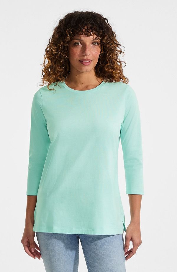 ランズエンド レディース トップス シャツ コットン Lands End 34 Sleeve Cotton Supima Tunic Pale Sky