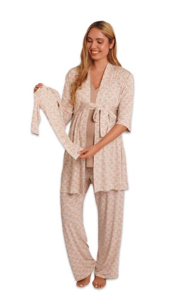 エヴァリーグレー レディース アンダーウェア ナイトウェア マタニティ Everly Grey Analise During After 5Piece MaternityNursing Sleep Set for Mom Baby Bohemian