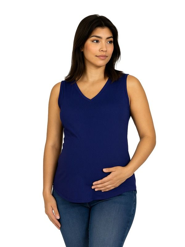 24 セブンコンフォート レディース トップス シャツ Vネック マタニティ 24seven Comfort Apparel Maternity VNeck Tunic Tank Top with Round Hemline Navy ネイビー
