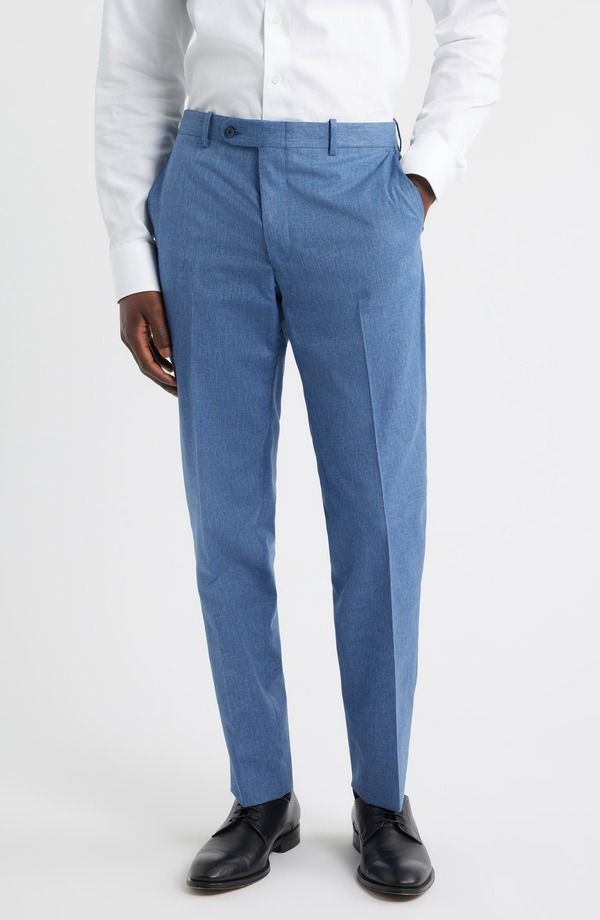 ピーター・ミラー メンズ ボトムス カジュアルパンツ ウール コットン Peter Millar Harker Flat Front Lightan Wool Cotton Mlange Dress Pants Medium Blue ブルー