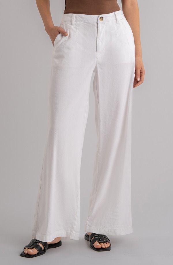 カットフロムザクロス レディース ボトムス レギンス ワイドレッグ ハイウエスト パンツ リネン KUT from the Kloth Meg High Waist Linen Blend Wide Leg Pants White ホワイト