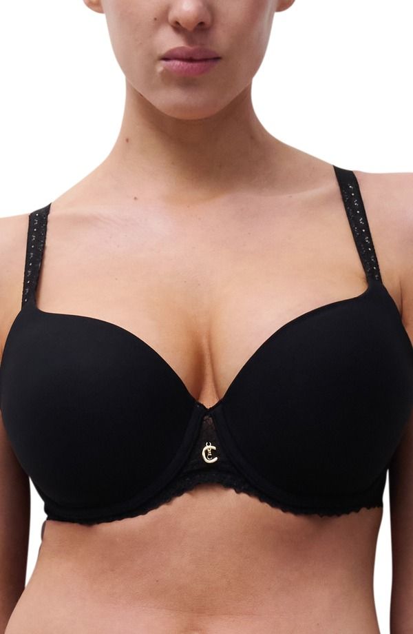 シャンテル レディース トップス Tシャツ Chantelle Lingerie Romance Underwire Low Coverage TShirt Bra Black ブラック