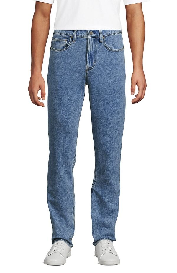 ランズエンド メンズ ボトムス デニムパンツ スリムフィット ジーンズ Lands End Slim Fit Stretch Jeans Washed Medium Stonewash ブラック