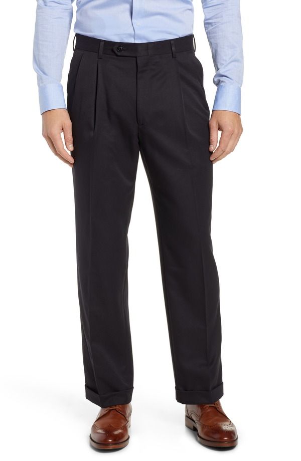 ベール メンズ ボトムス カジュアルパンツ プリーツ Berle Classic Fit Pleated Microfiber Performance Dress Pants Black ブラック