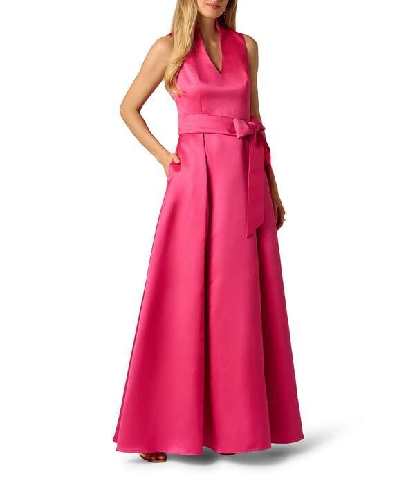 アドリアナ パペル レディース トップス ワンピース A ライン プチ Adrianna Papell Petite Size Mikado Tie Front ALine Dress Electric Pink ピンク 45,480円