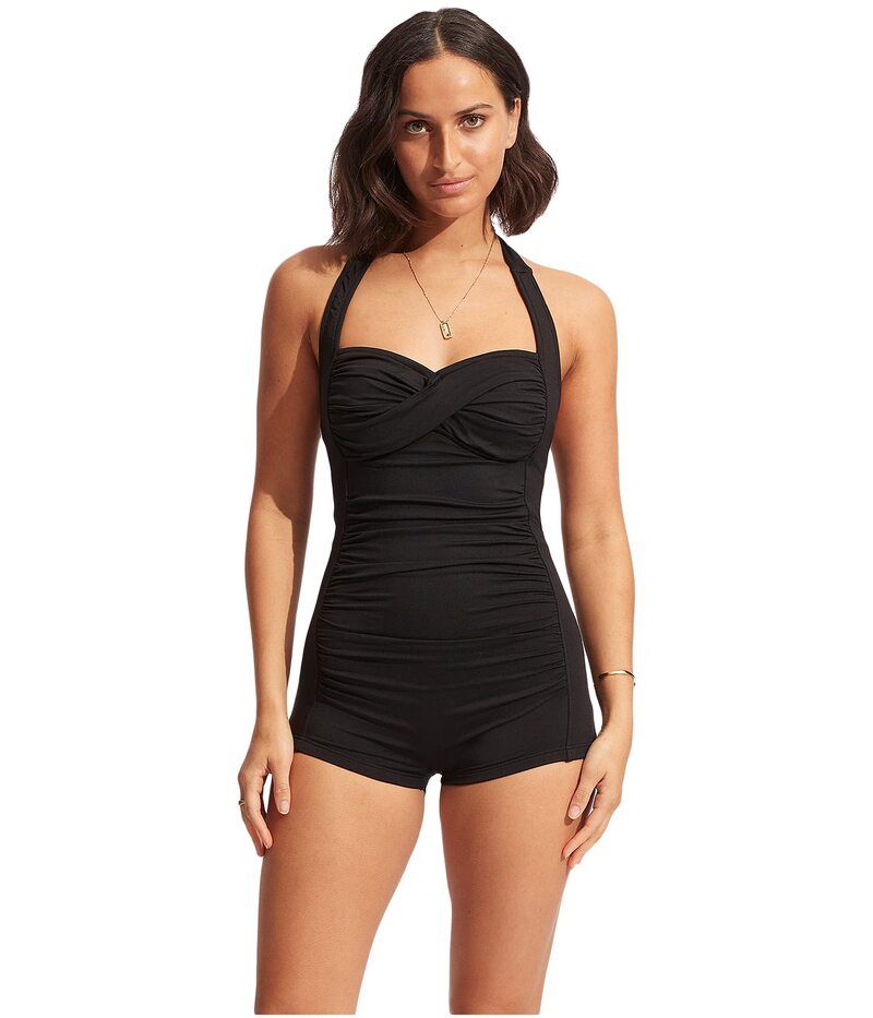 シーフォリー レディース 水着 上下セット Seafolly Collective Boyleg OnePiece Black ブラック