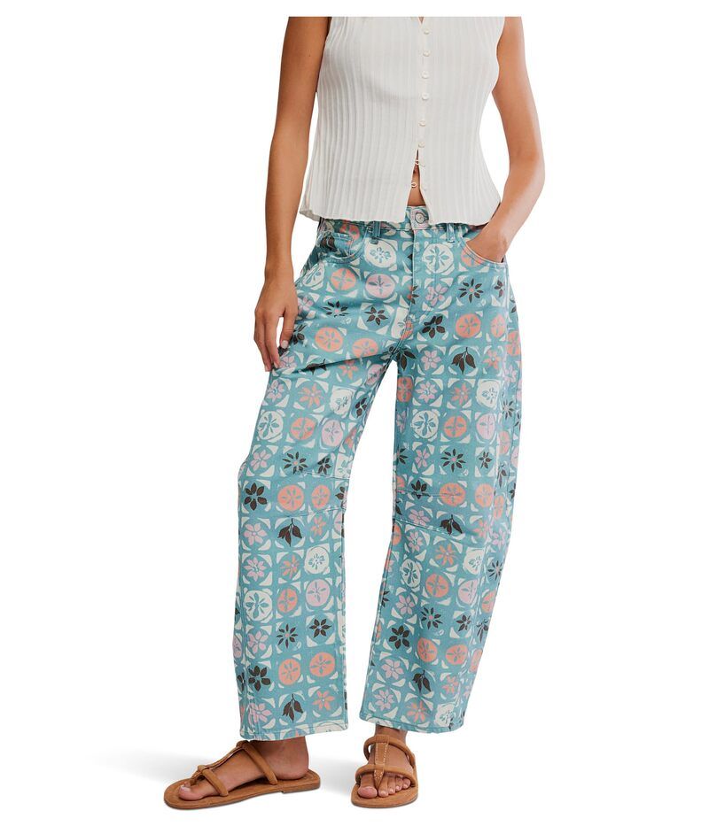 フリーピープル レディース ボトムス デニムパンツ プリント Free People Good Luck Printed Barrel Jade ComboDits