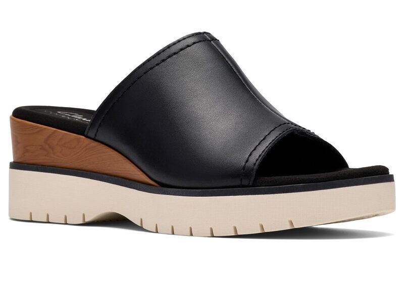 クラークス レディース シューズ ヒール Clarks Diaz Slide Black Leather ブラック