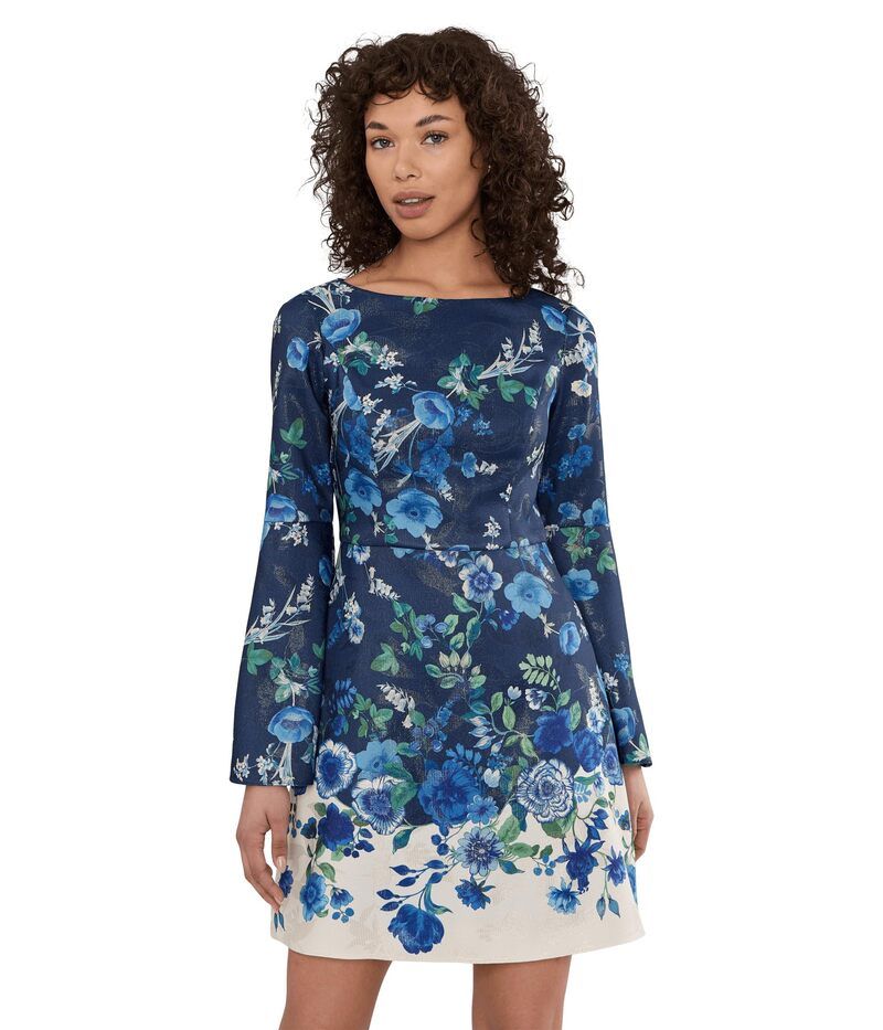 アドリアナ パペル レディース トップス ワンピース A ライン プリント Adrianna Papell Printed ALine Navy Multi ネイビー