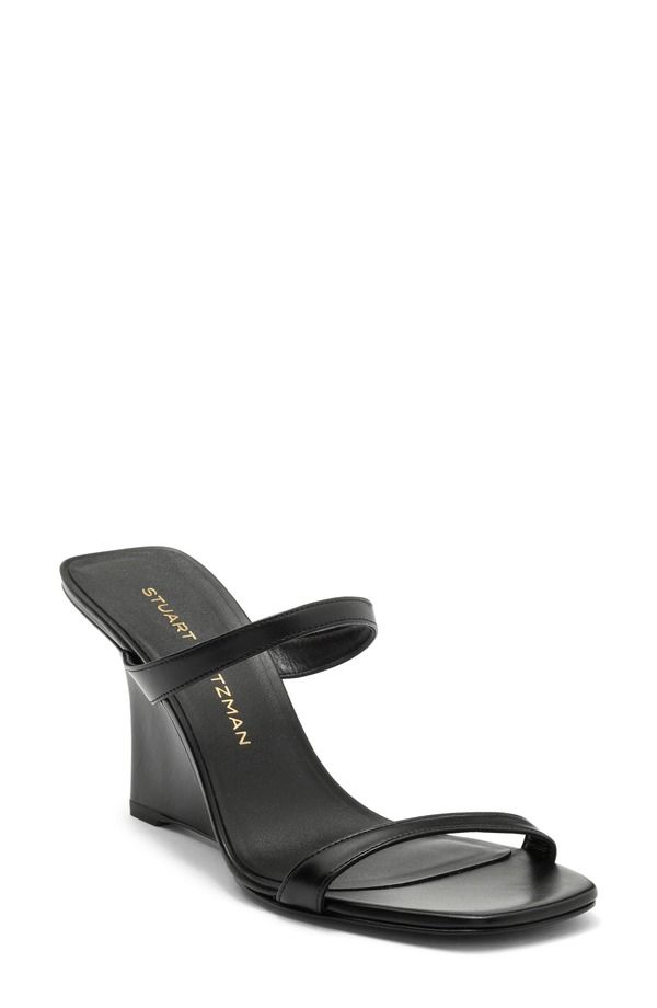 スチュアート ワイツマン レディース シューズ ヒール サンダル Stuart Weitzman Vinnie Wedge Slide 85 Sandal Black Smooth Calf ブラック