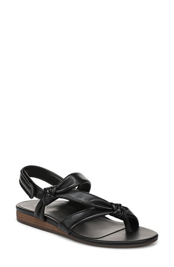 バイオニック レディース シューズ ヒール サンダル Vionic Geneva Strappy Sandal Black Leather ブラック