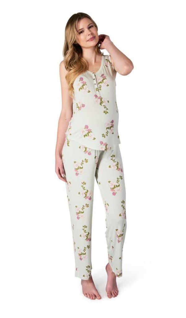 エヴァリーグレー レディース アンダーウェア ナイトウェア マタニティ Everly Grey Joy During After 2Piece MaternityNursing Sleep Set Peony
