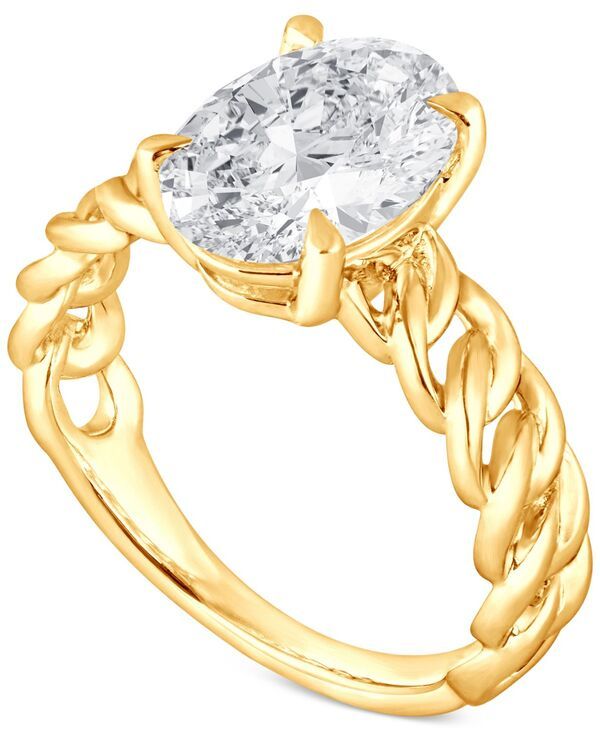 バッジェリーミシュカ レディース アクセサリー リング Badgley Mischka Certified Lab Grown Diamond Oval Chain Link Solitairengagement Ring 3 ctw in 14k Yello