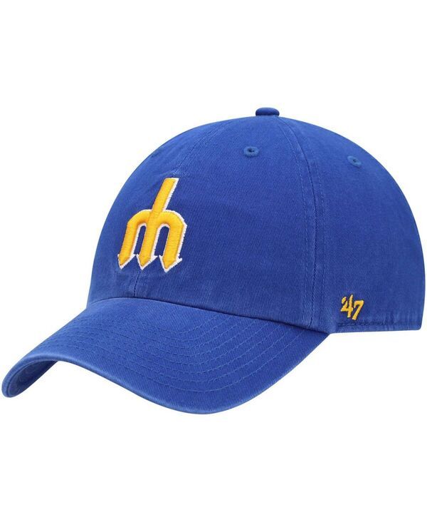 47 ブランド メンズ アクセサリー 帽子 ロゴ 47 Brand Mens Royal Seattle Mariners 1977 Logo Cooperstown Collection Clean Up Adjustable Hat Royal
