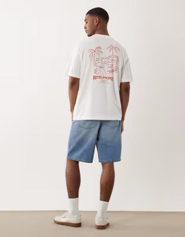オンリーアンドサンズ メンズ トップス Tシャツ プリント ONLY SONS oversized tshirt with do nothing back print in ecru Coconut Milk エクリュ