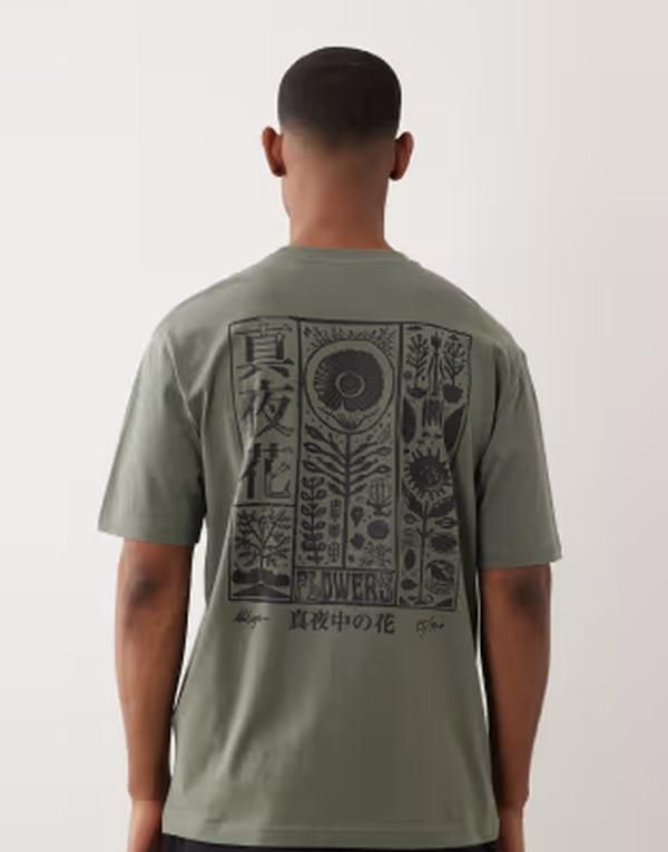 オンリーアンドサンズ メンズ トップス Tシャツ フラワー柄 プリント フラワー ONLY SONS oversized tshirt with floral block back print Castor gray グレー
