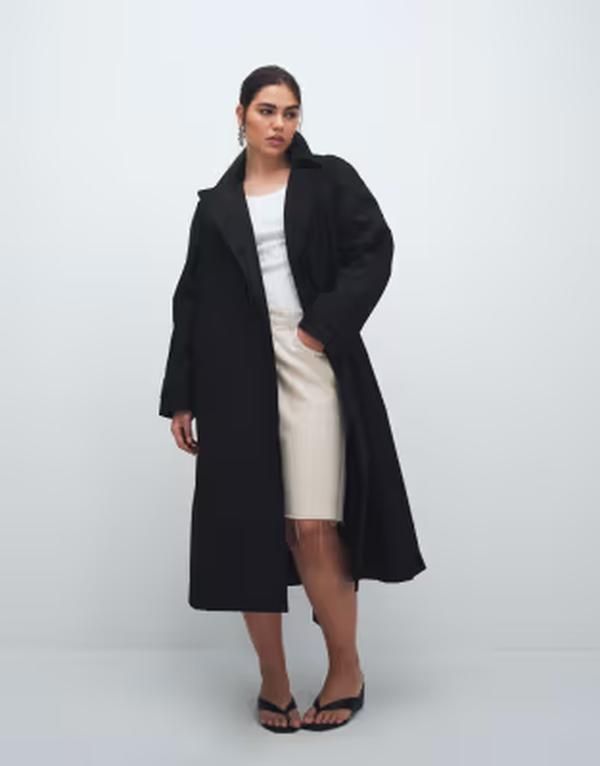 エイソス レディース アウター コート ASOS Curve ASOS DESIGN Curve longline waterepellentrench coat Black ブラック